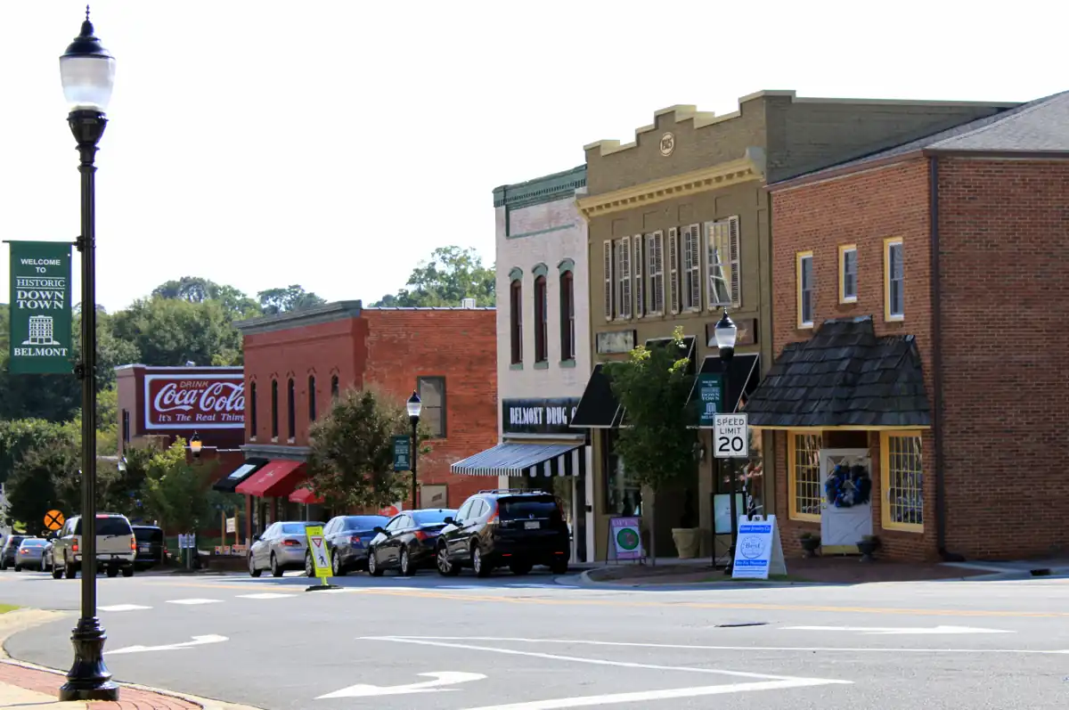 Historic downtown Belmont, NC storefronts